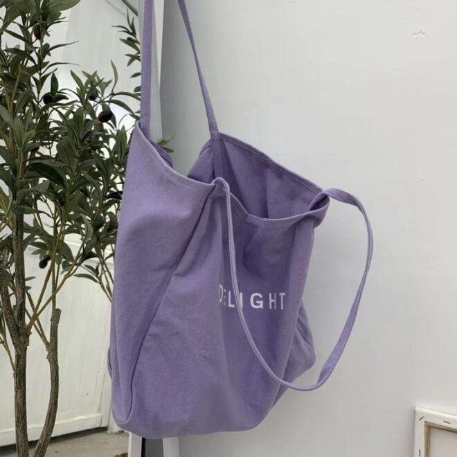 purple canvas shopping bags