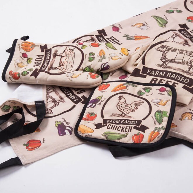 Kitchen oven mitts set