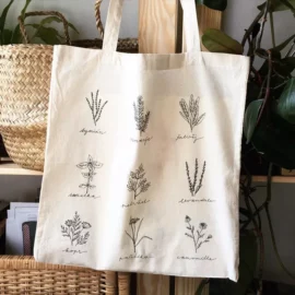 Customized printed Eco-friendly 100% cotton crossbody tote bag calico canvas shopping cotton bag