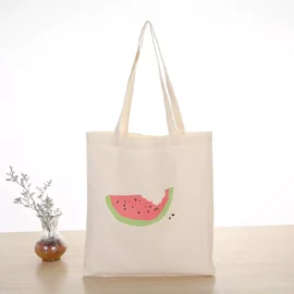 Custom logo foldable makeup shopping packaging natural cotton canvas tote bag with handle