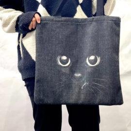 Fashionable Design Cotton Linen Canvas Women’s Tote Bags Beach Bag Daily Shopping Handbag Cat Tote Bag With Zipper Customizable